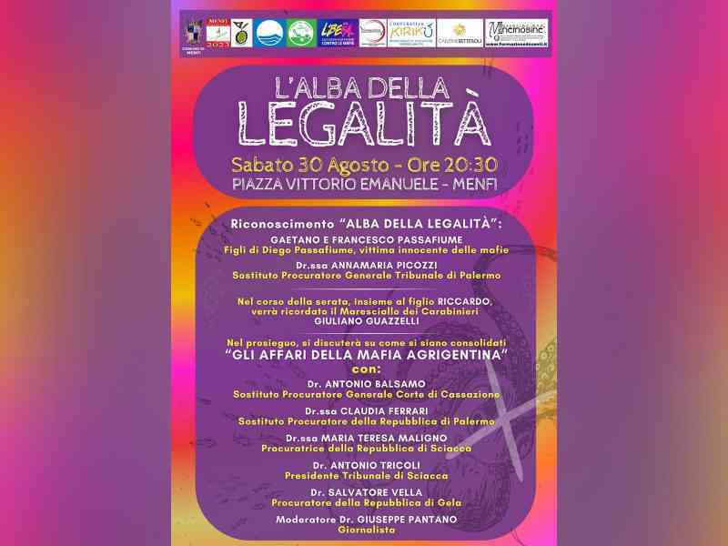 Immagine articolo: Menfi. Domani “L’Alba della Legalità 2025”: una serata per ricordare, riflettere e costruire un futuro libero dalle mafie
