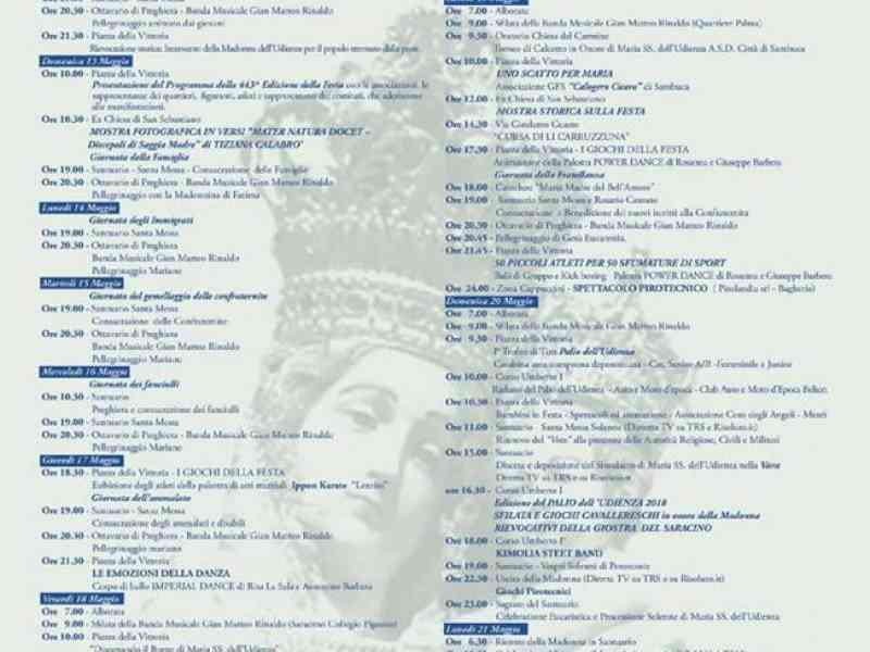 Immagine articolo: Sambuca, al via la festa della Madonna dell'Udienza. Ecco il programma