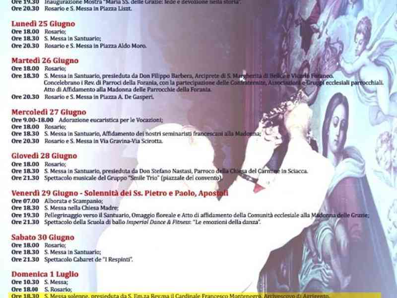 Immagine articolo: Montevago, dall'1 Luglio via ai festeggiamenti in onore della Madonna delle Grazie. Prevista l'inaugurazione dell'iscrizione commemorativa