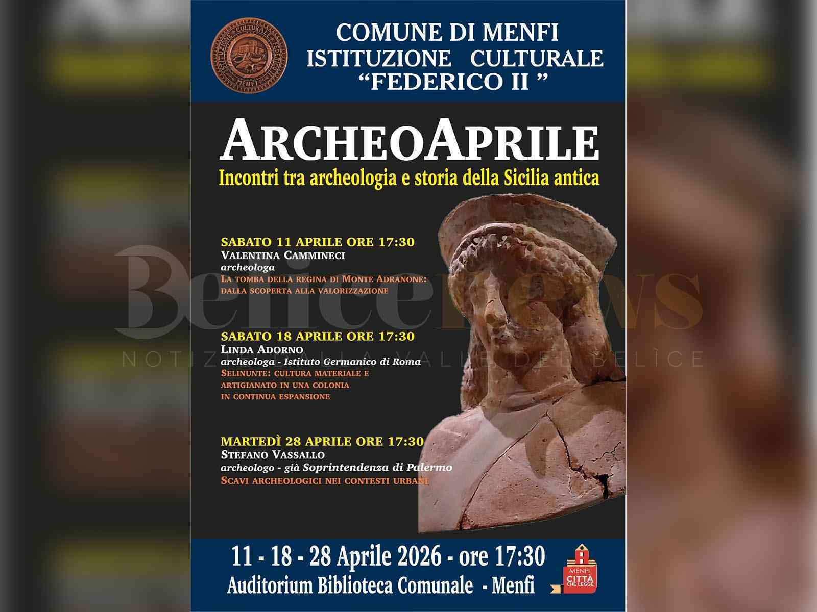Immagine articolo: Al via la terza edizione di ArcheoAprile: tre incontri a Menfi sulle nuove scoperte della Sicilia antica