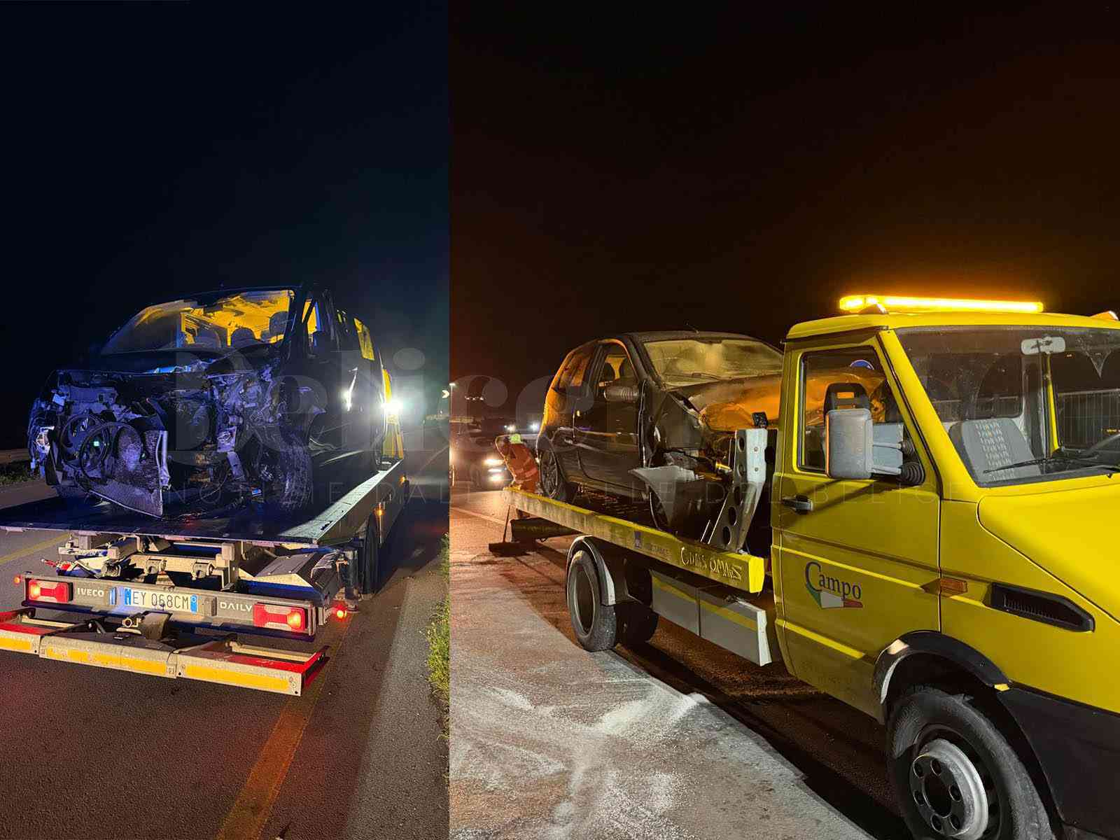 I mezzi di soccorso dell'auto carrozzeria Campo in azione